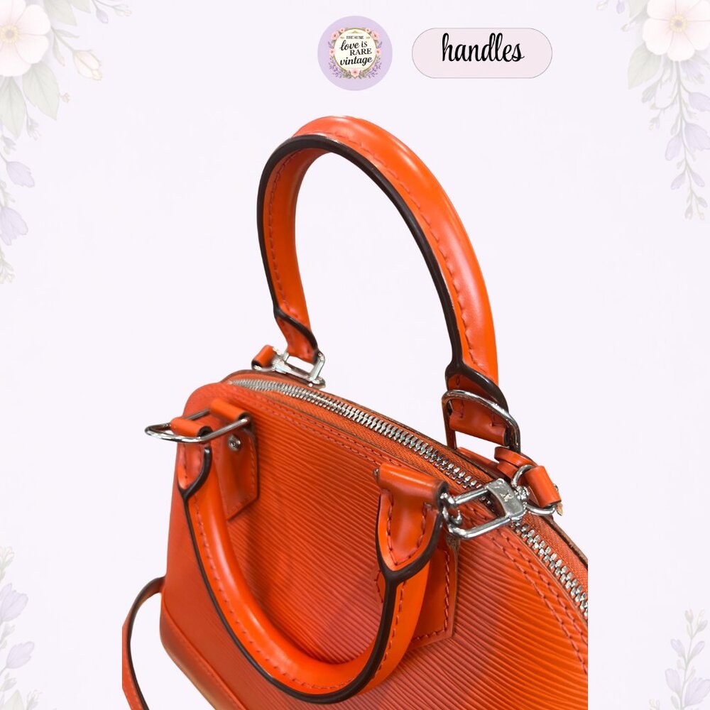 Authentic Louis Vuitton Alma BB Epi Leather Orange Crossbody • Silver Hardware - Picture 10 of 15